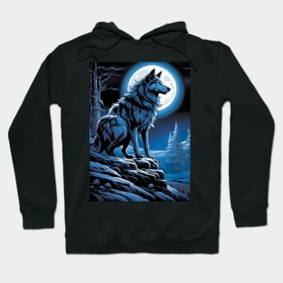 Wolf and Full Moon Hoodie